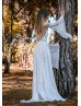 Bell Sleeves Ivory Lace Chiffon Beach Summer Wedding Dress